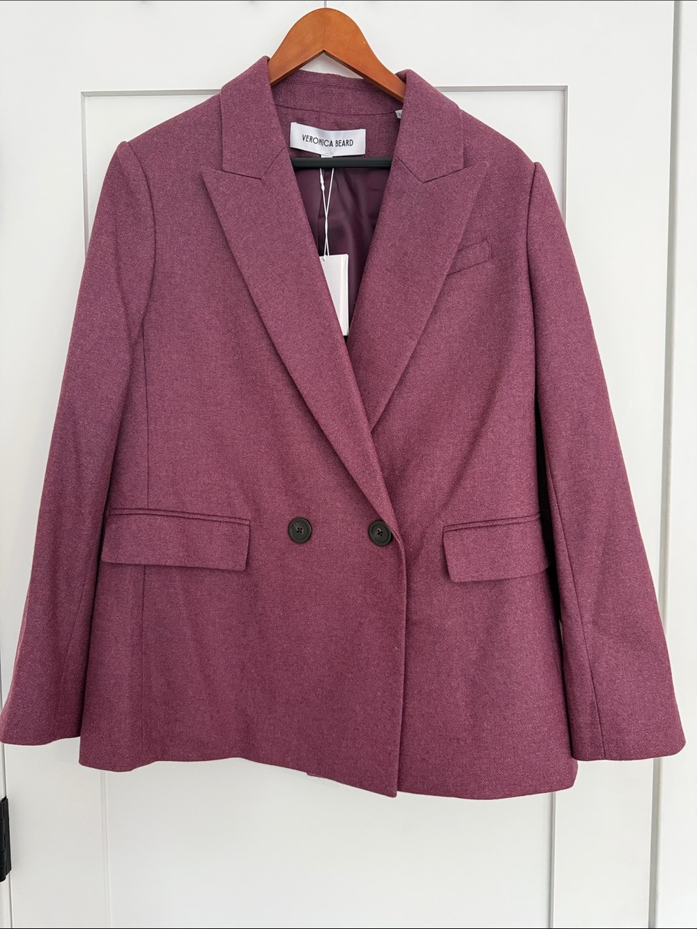NWT Veronica Beard Plum Double-Breasted Dickey Blazer